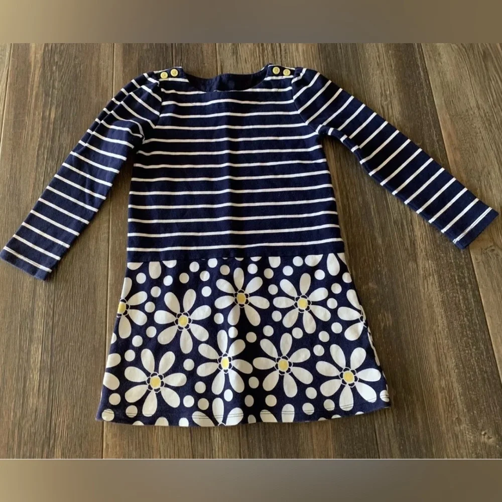 Gymboree girls size 7 long sleeve dress navy daisy